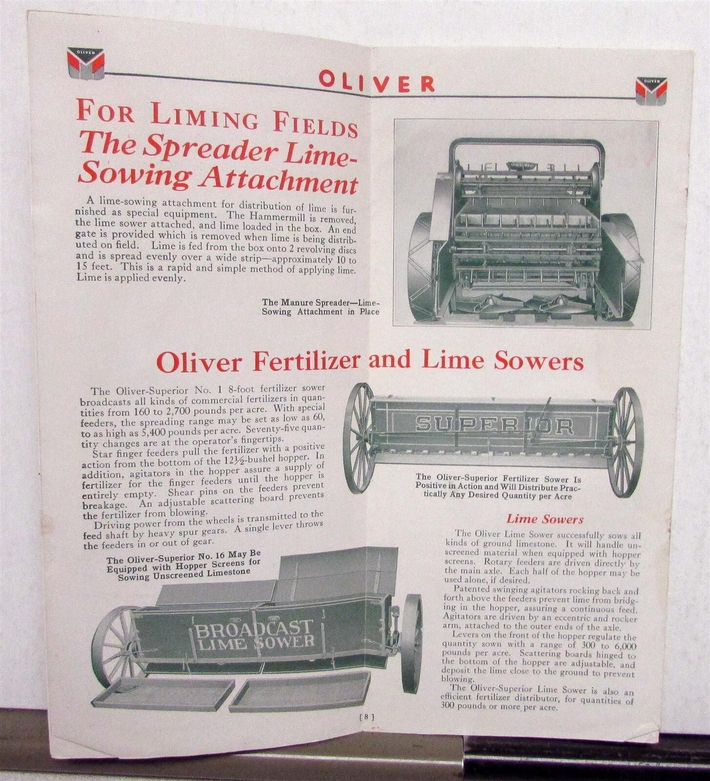 1932 Oliver Superior Spreader Specifications Agricultural Sales Brochure