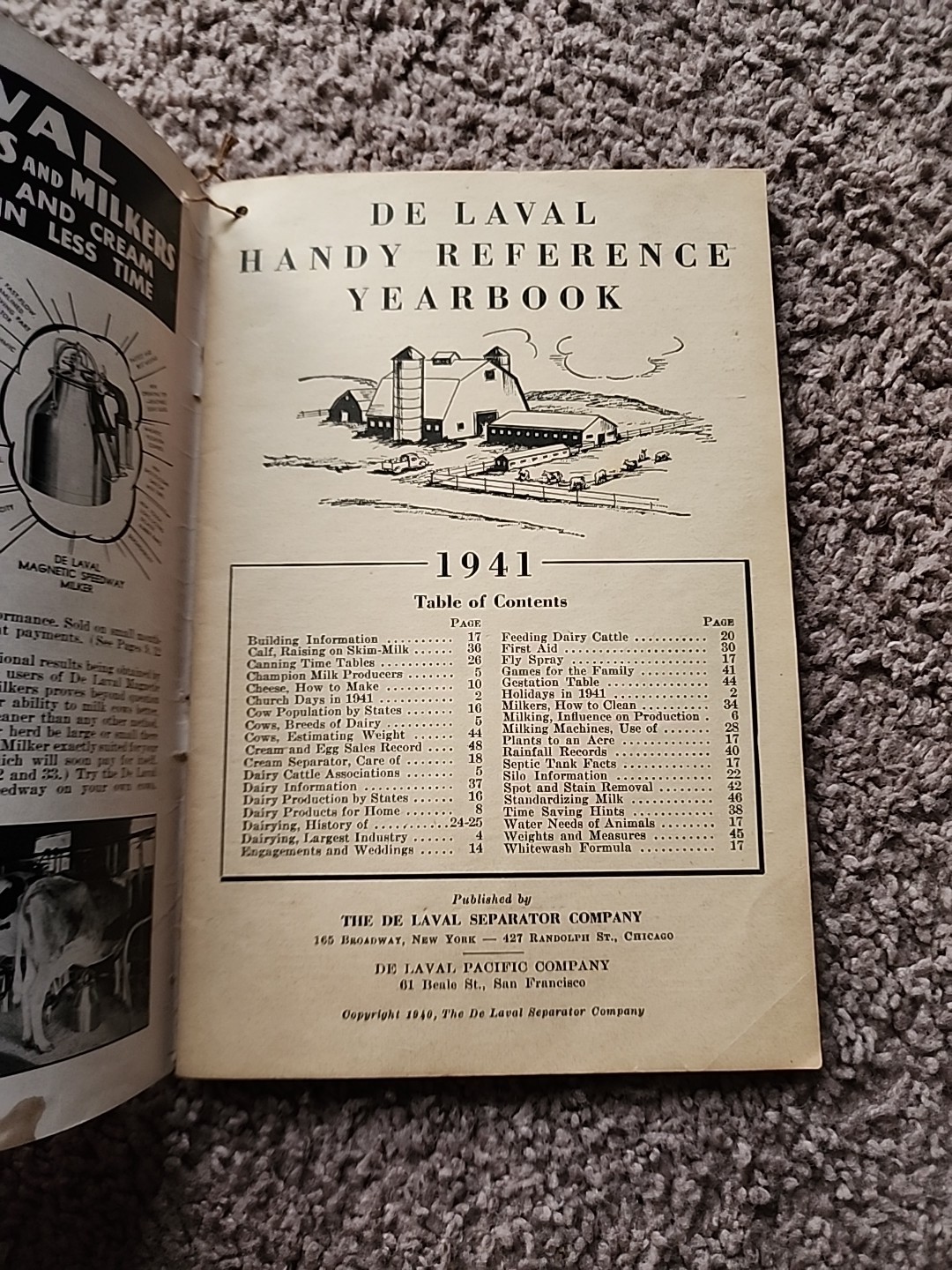 De Laval Handy Reference Yearbook 1941 A. L. Danek SILVER LAKE MINN.