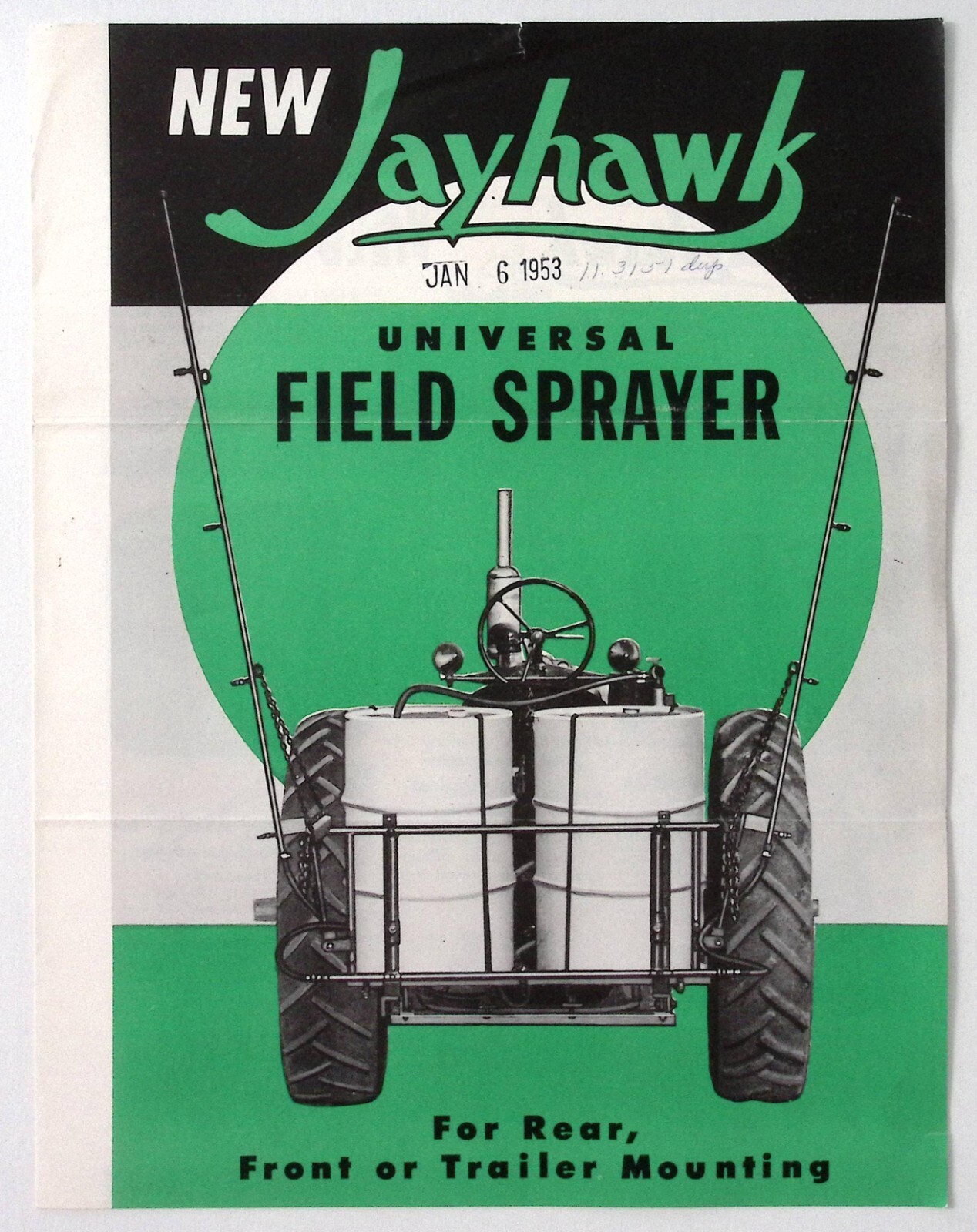 1953 Jayhawk Universal Field Sprayer for Rear or Front Mount Dealer Brochure