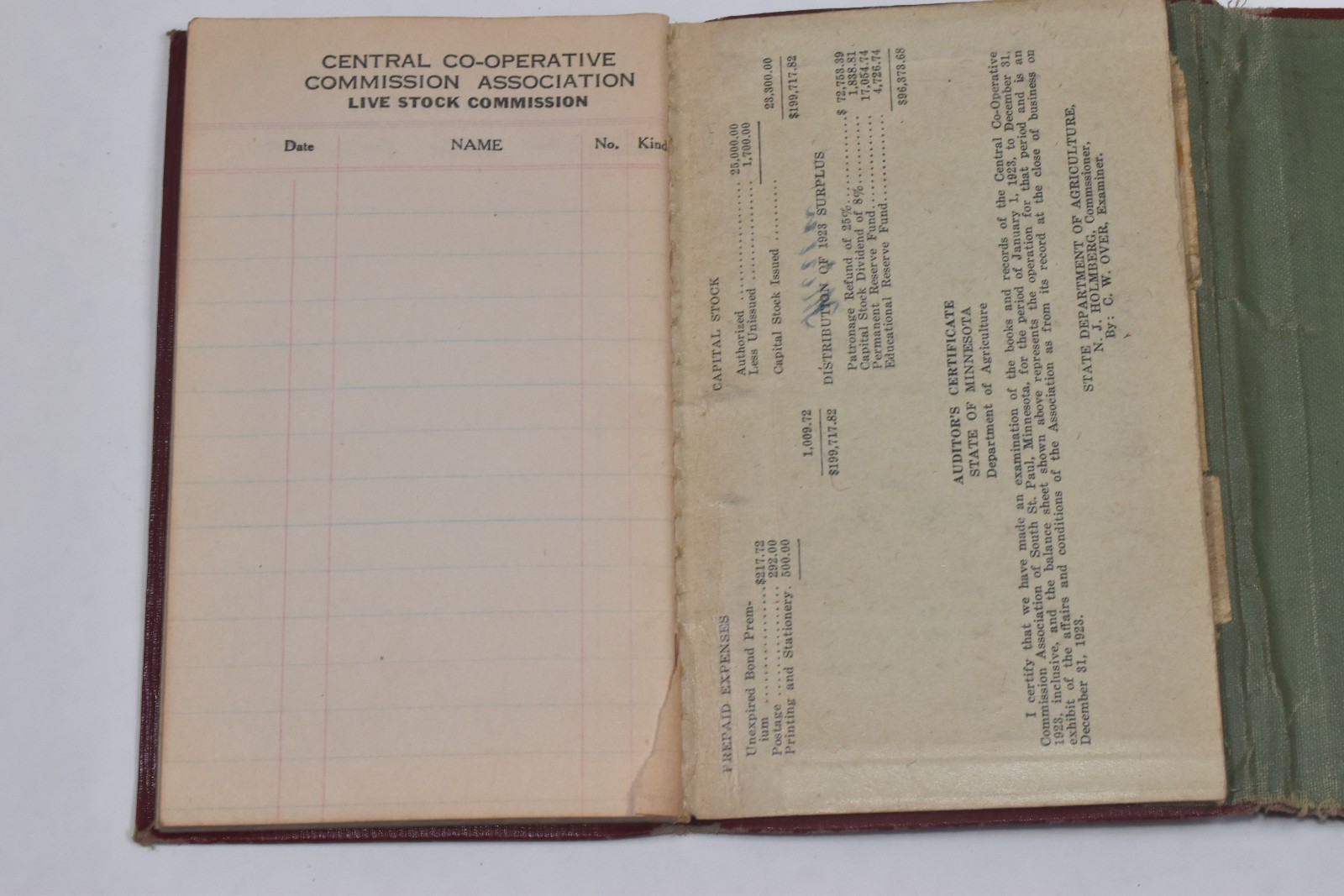 Vintage Central Co-op Union Stock Yard LIVESTOCK Commission St Paul Notebook