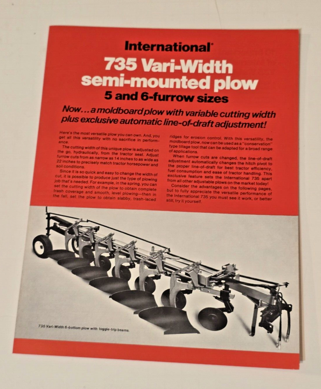 1979 735 Vari Width Plow Farm International Harvester Agricultural Equipment