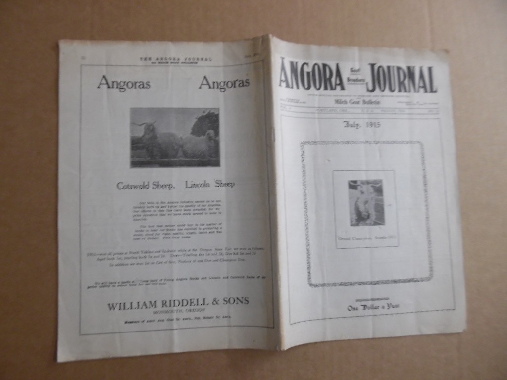 1915 Angora Goat Breeders Journal Mohair Milk Goats More Vintage Original RARE