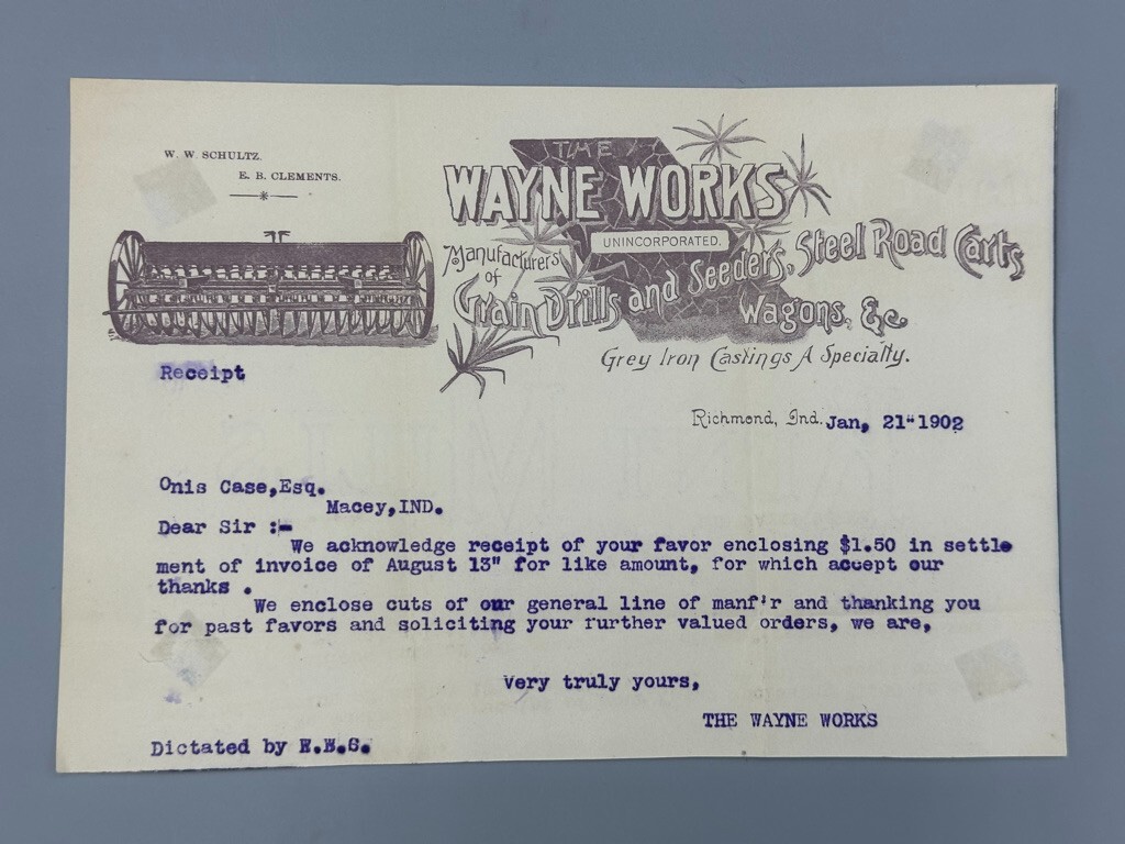 1888 & 1902 WAYNE WORKS Grain Drills Wagons FARM Advertising RICHMOND INDIANA