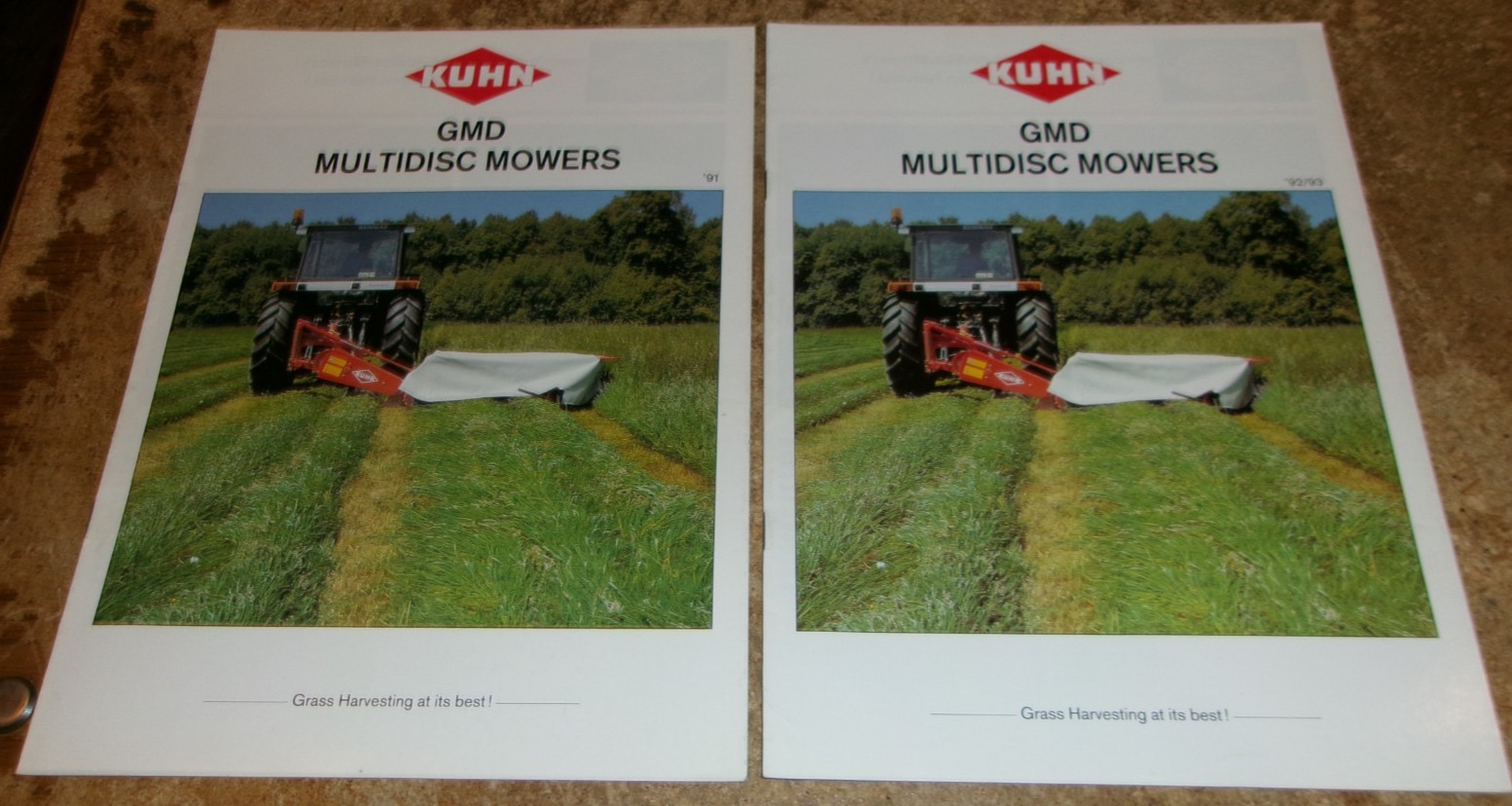 2-lot 1990&rsquo;s kuhn GMD multidisc mowers brochures in nice shape used