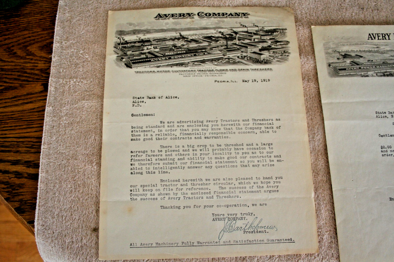 AVERY LETTERHEAD 1919 & 1926