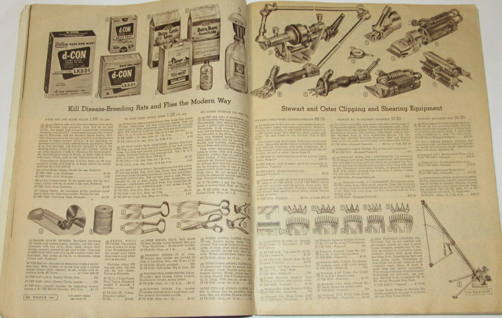 VTG 1953 MONTGOMERY WARD FARM CATALOG! HORSE DRAWN EQ/TOOLS/BEE KEEPING/CHICKENS
