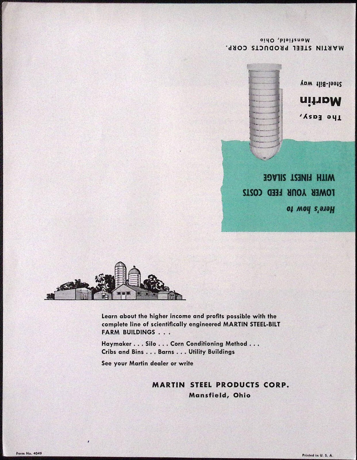 1950s Martin Steel Bilt Silo Dealer Brochure Martin Steel Products Corp
