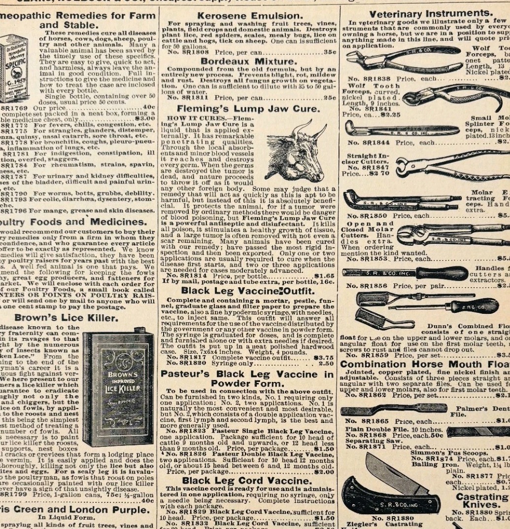 1969 Farm Animal Medical Vaccine Tools 1901 Repro Advertisement Sears DWU16F