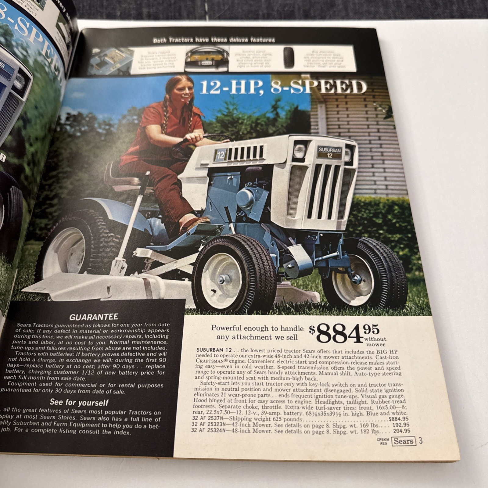 Sears 1972 Suburban Farm Catalog SS/15 12 Custom Compact 8 Garden Tractor EB6