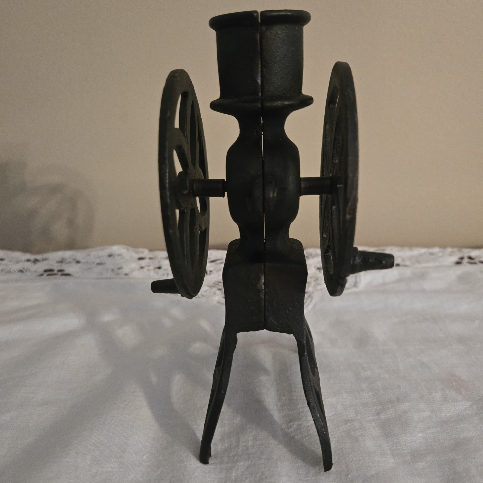 Vtg Black Cast Metal Salesman Sample Coffee Grinder Cream Separator Wheels Turn