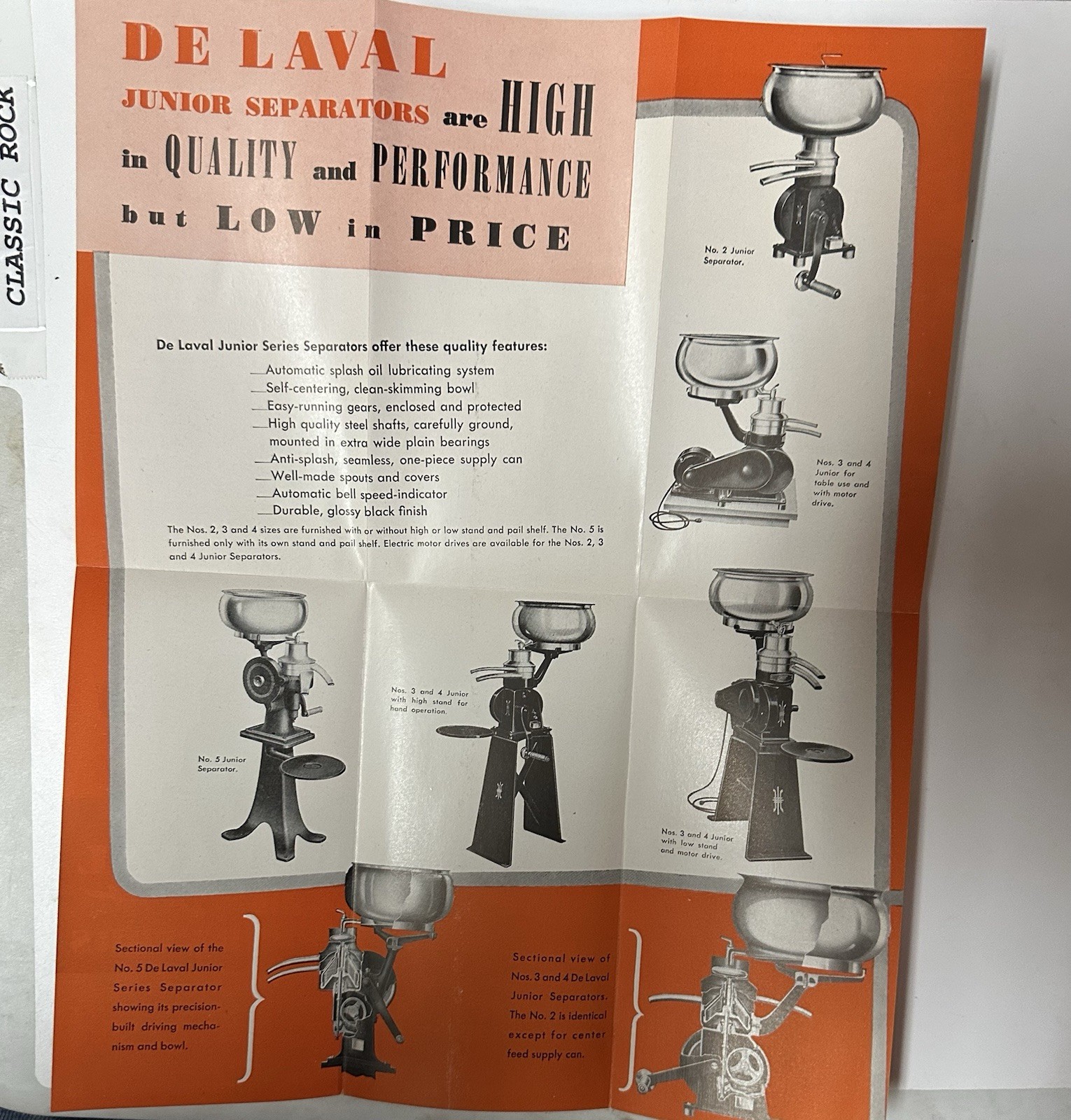 1950&rsquo;s De Laval Junior Series Cream Separators pamphlet (22A)