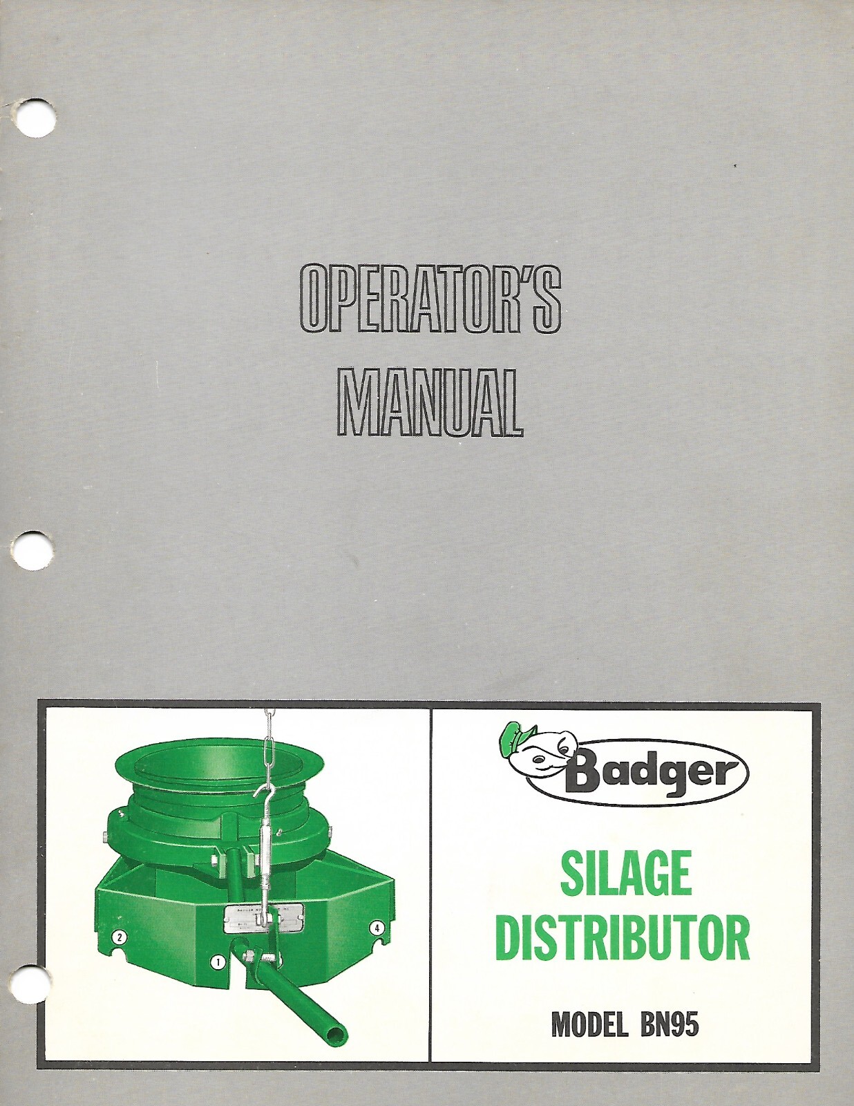 Farm Manual – Badger – BN95 – Silage Distributor – Operator&rsquo;s – c1970 (FM536)