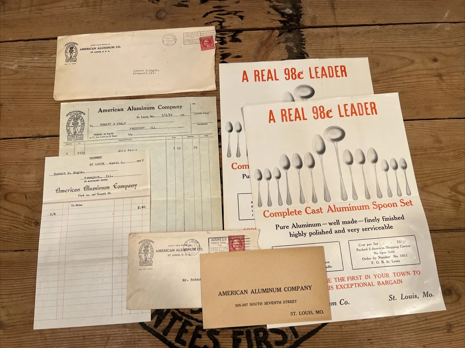 1922 & 1923 American Aluminum Co St Louis MO Paper Letter Brochure Ephemera