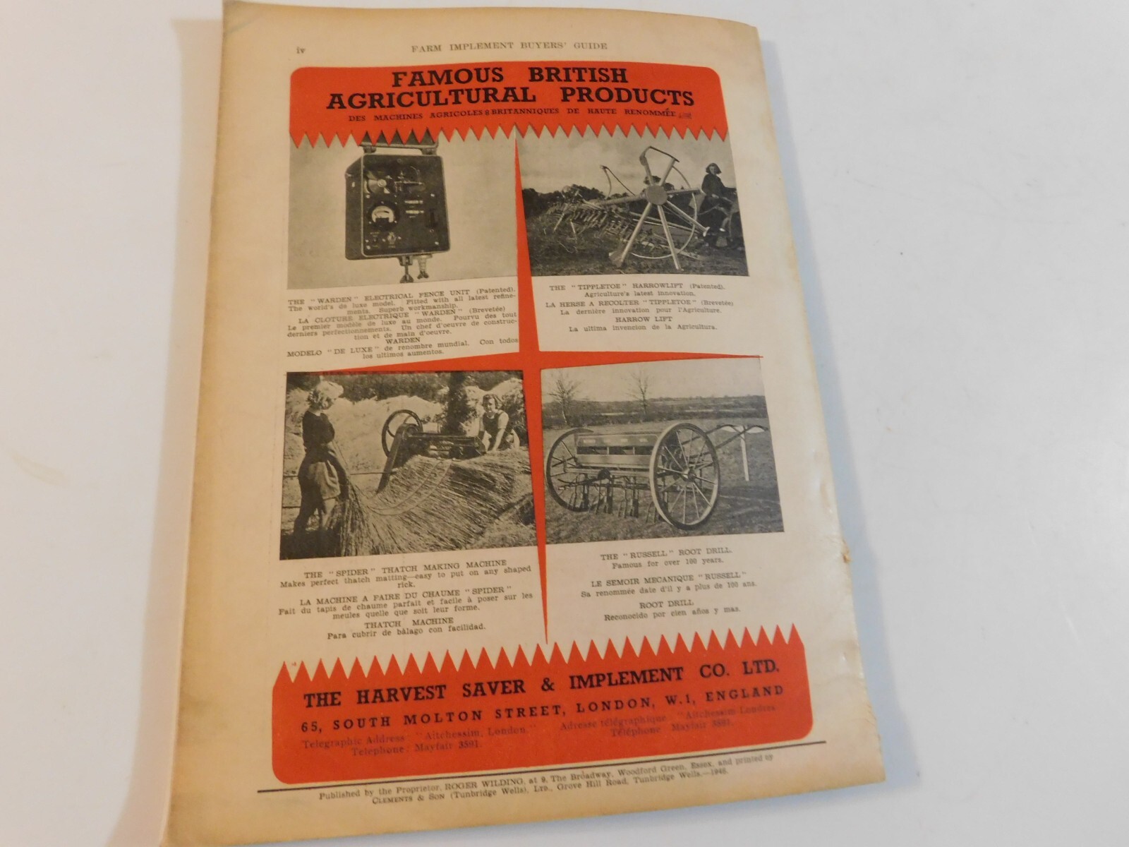 1946 FARM TRACTORS IMPLEMENT BUYER&rsquo;S GUIDE EXPORT EDITION ALBION MACHINES