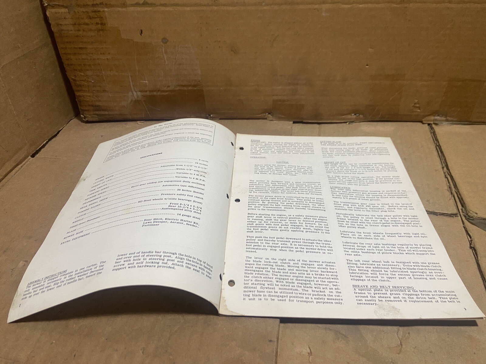 Propulsion Engine Corp. Model 350-01 Riding Mower — Owners Manual w/ Parts List