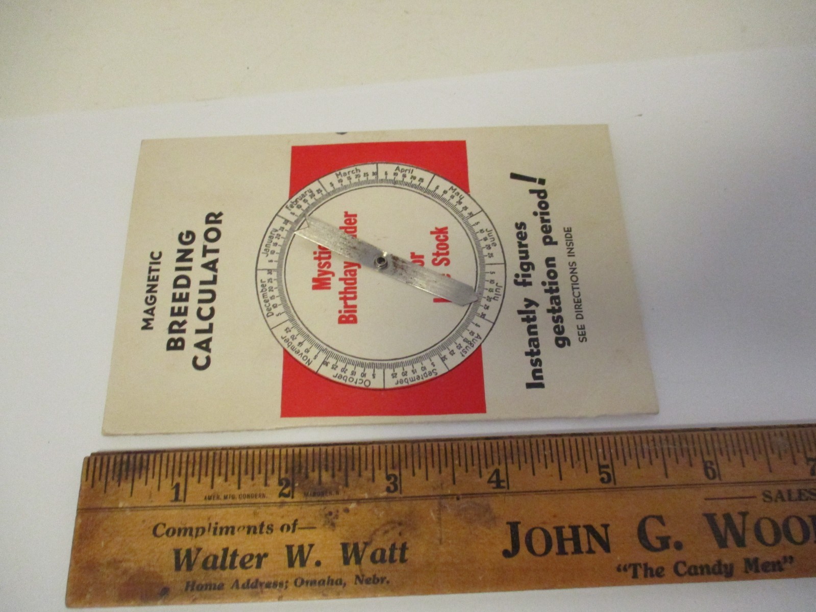 Vintage Magnetic Breeding Calculator For Farm Animals – Schuyler, Nebraska Adv