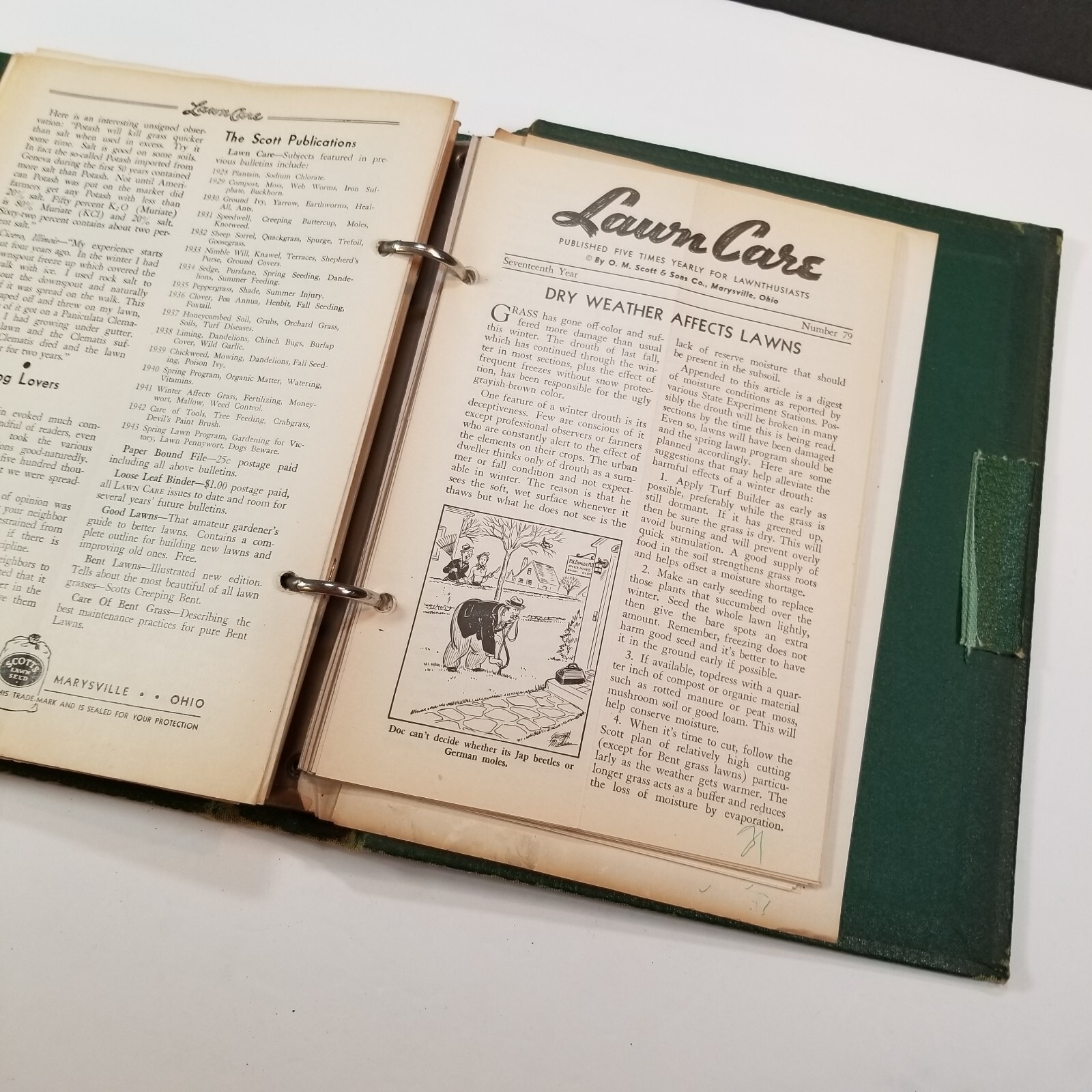 Vintage Scotts Lawn Care Binder Copyright 1937 O M Scott & Sons Co Marysville OH