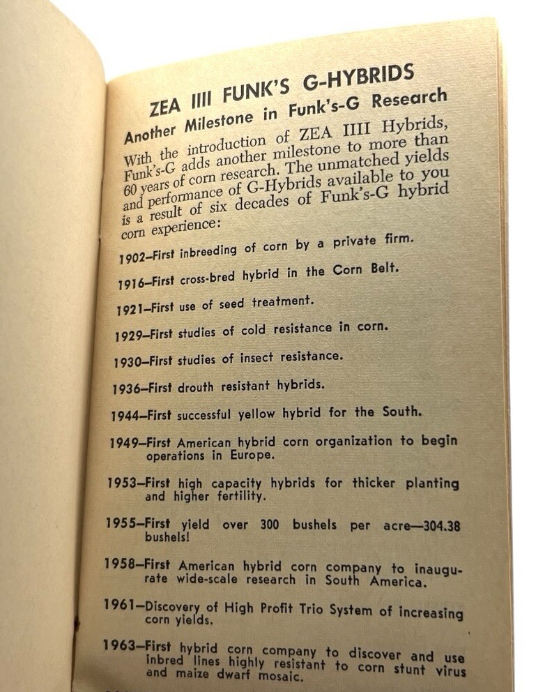 Funks Hybrid Corn Data Notebook 28th Edition 1966 New ZIA IIII Info Booklet
