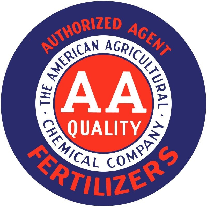 American Agricultural, AA Fertilizers NEW Sign 14&Prime; Dia. Round AMERICAN STEEL