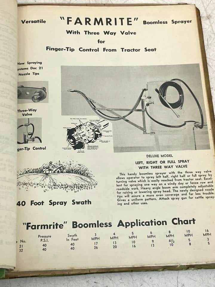Vintage 1957 Farmrite Sprayer Brochure Ad Binder Delavan Johnson Boomjet Teejet+
