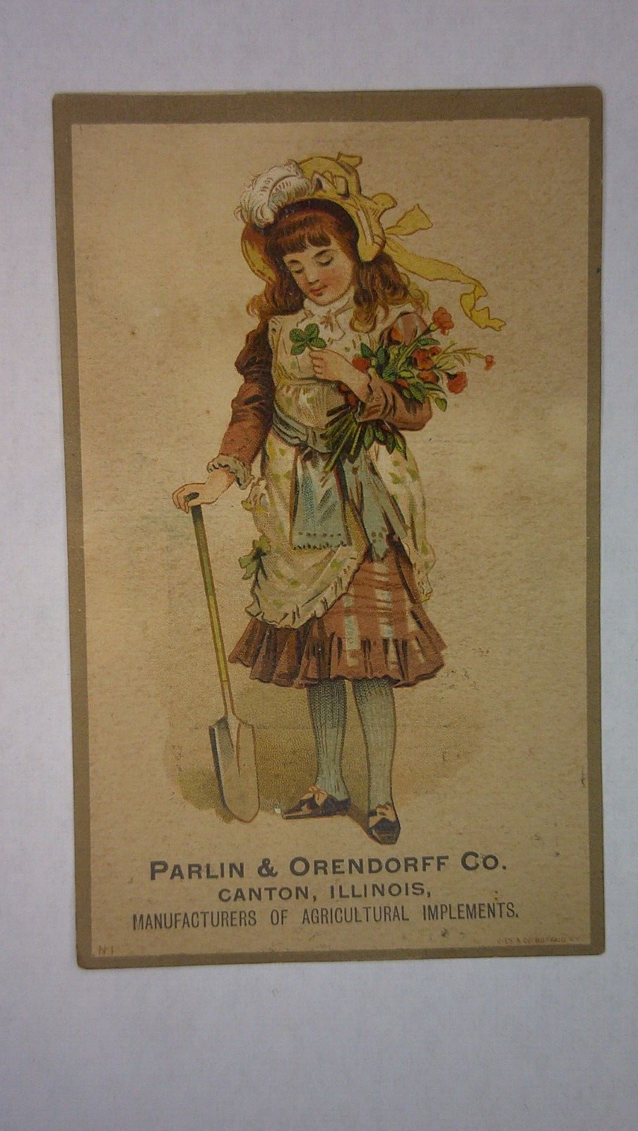 antique Trade Card P & O Plow Co. Canton, Ill. best clipper tricycle plow 6B