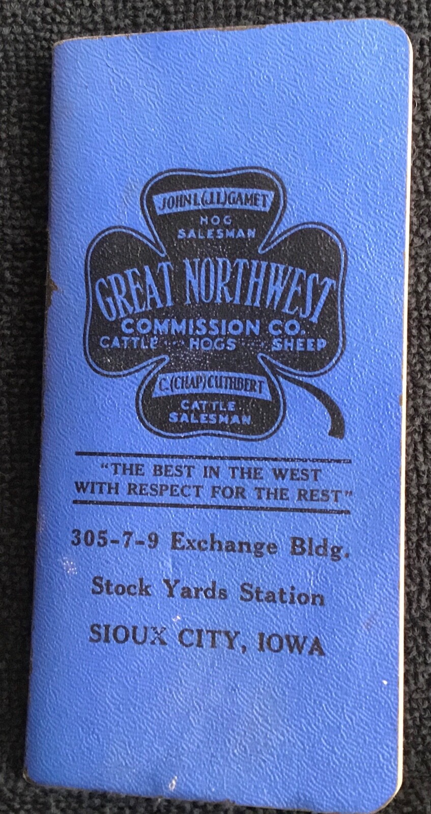 1930&rsquo;s Notebook Great Northwestern Commission Co Sioux City, Iowa Hogs Cattle