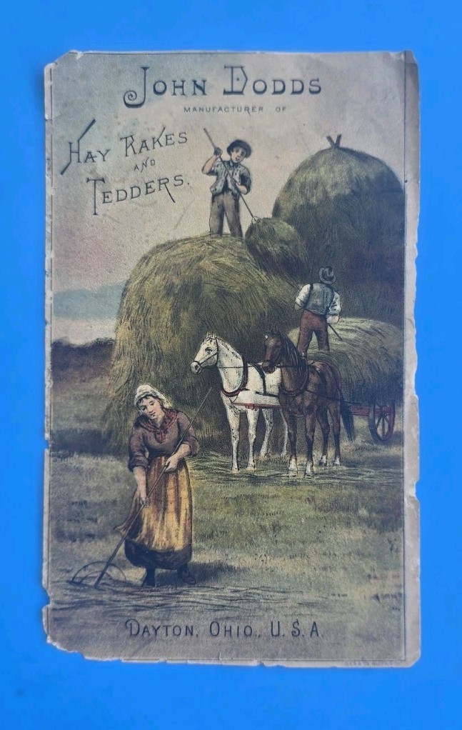Antique John Dodds Hay Tedder Foldout Promo Farmer Victorian Trade Card!