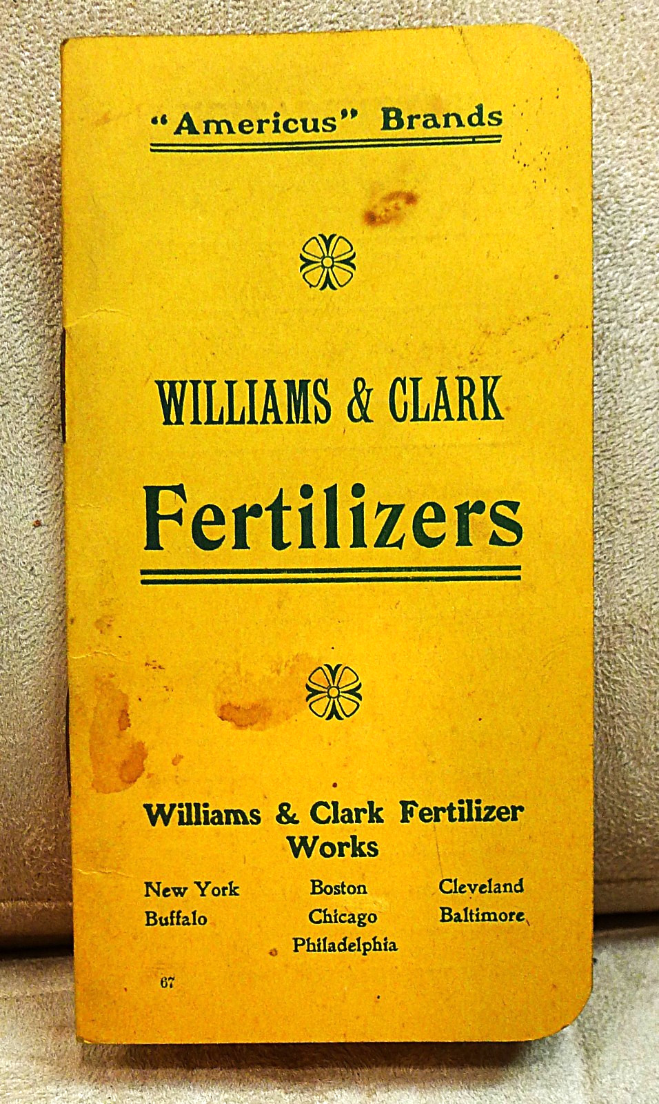 WILLIAMS & CLARK FERTILIZERS 1906 Advertising Memo Book Calendar Conneaut Ohio