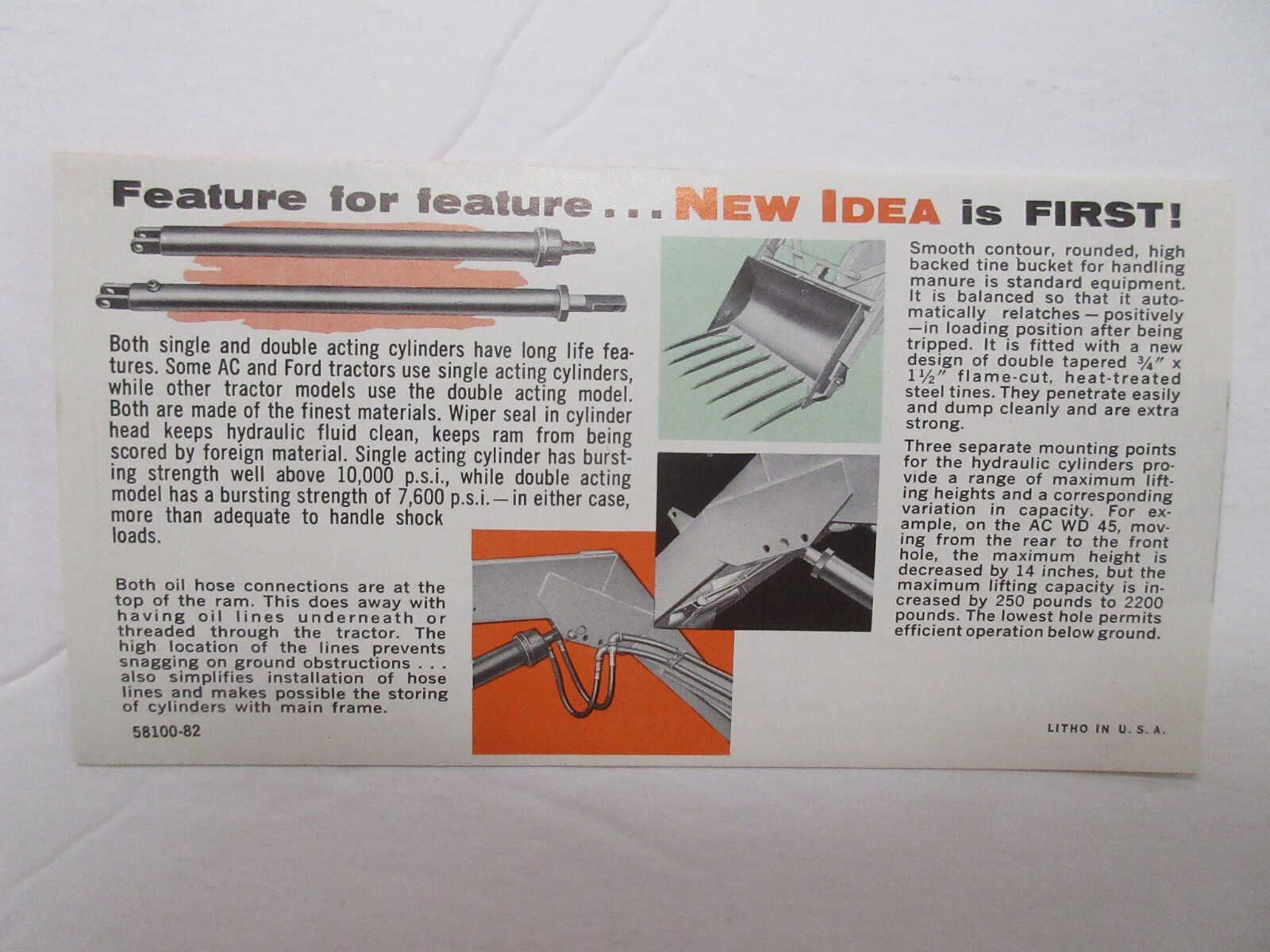 Very Nice New Idea 500 Loader Pocket Brochure Sales Brochure 1958 4 Page