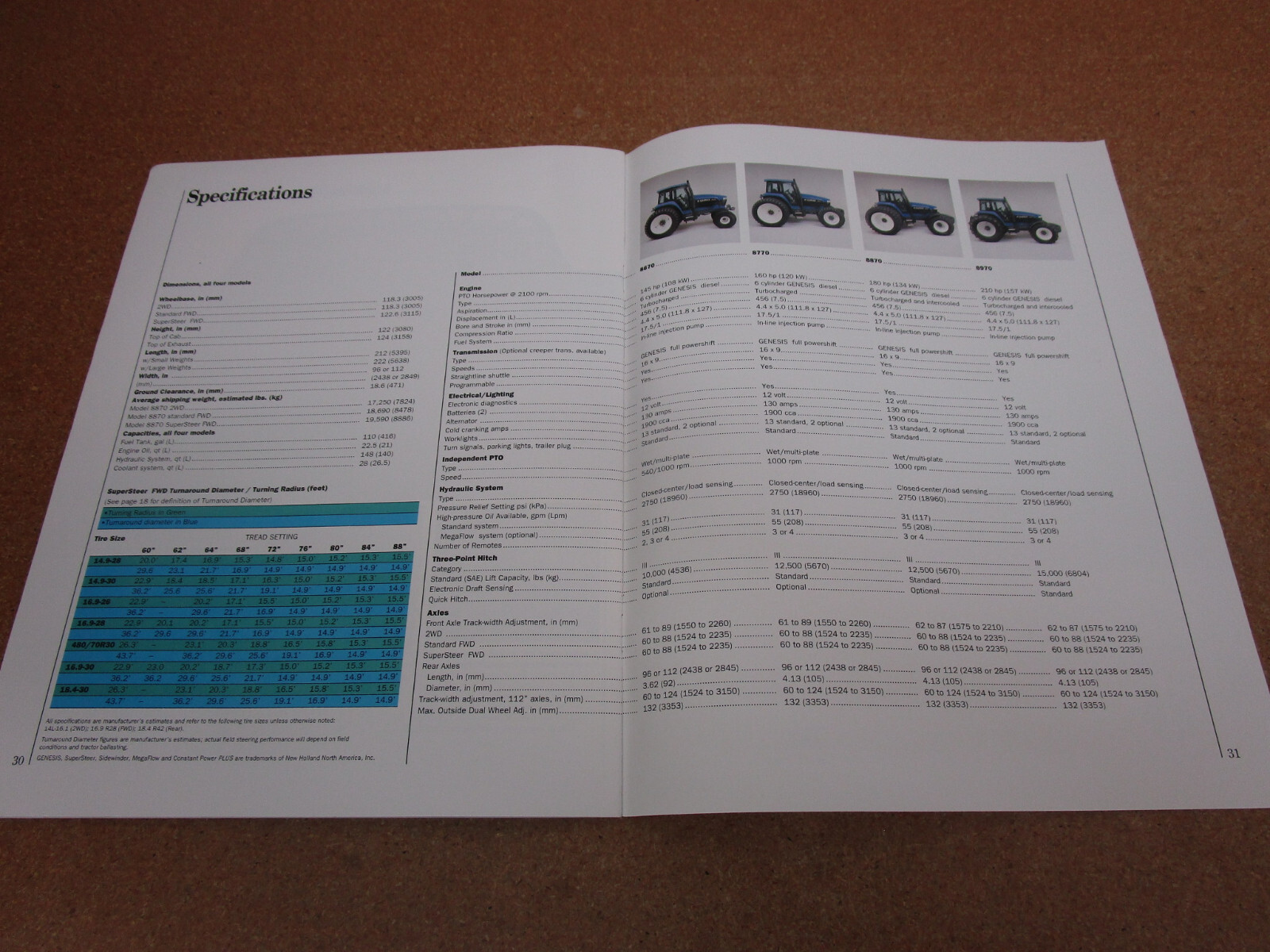 1995 Ford Tractor Genesis 70-series 8970 catalog sales brochure 34pg ORIGINAL