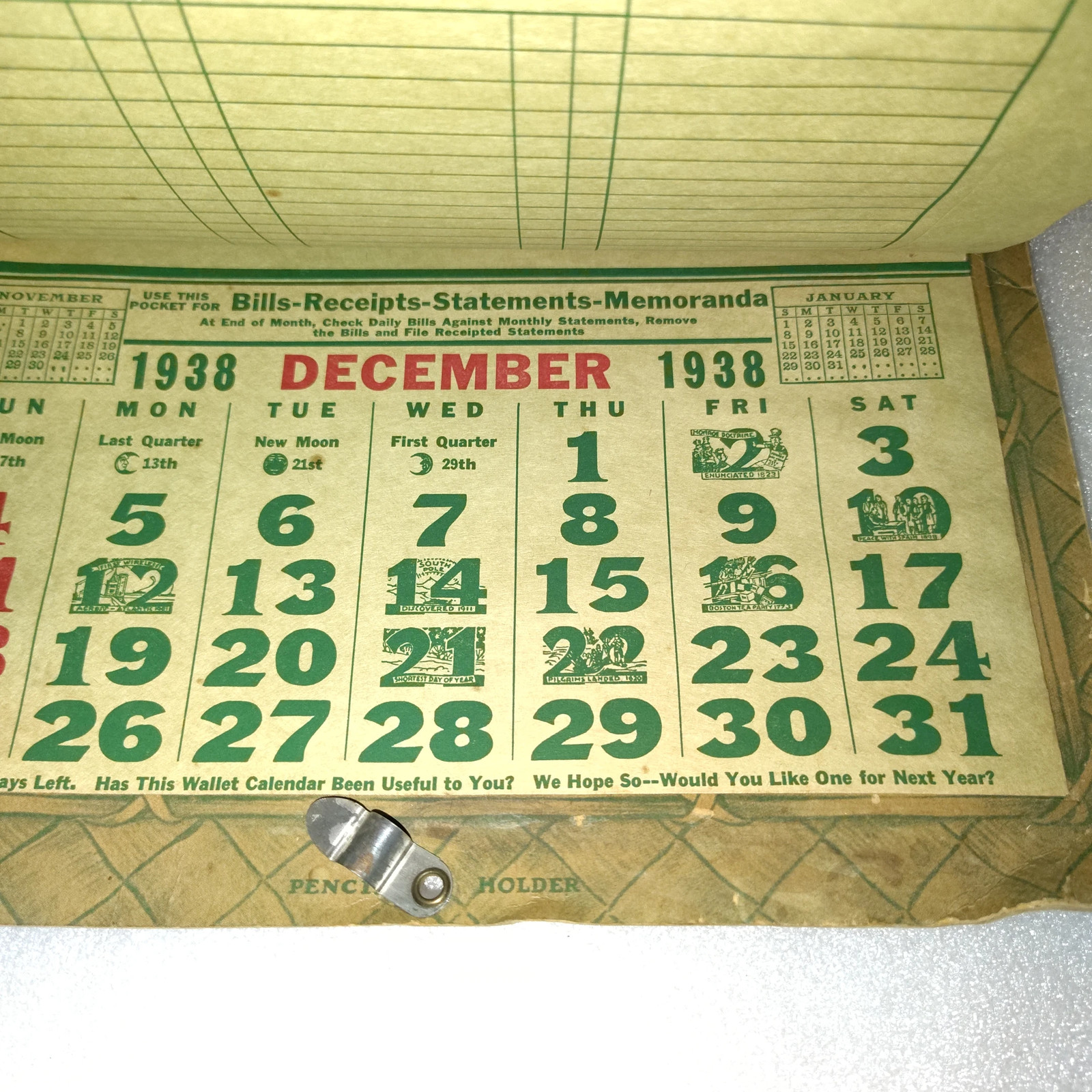 1938 E. W. Miller & Co. Casey Iowa Grain Coal Feed Seed Agricultural Calendar Ad