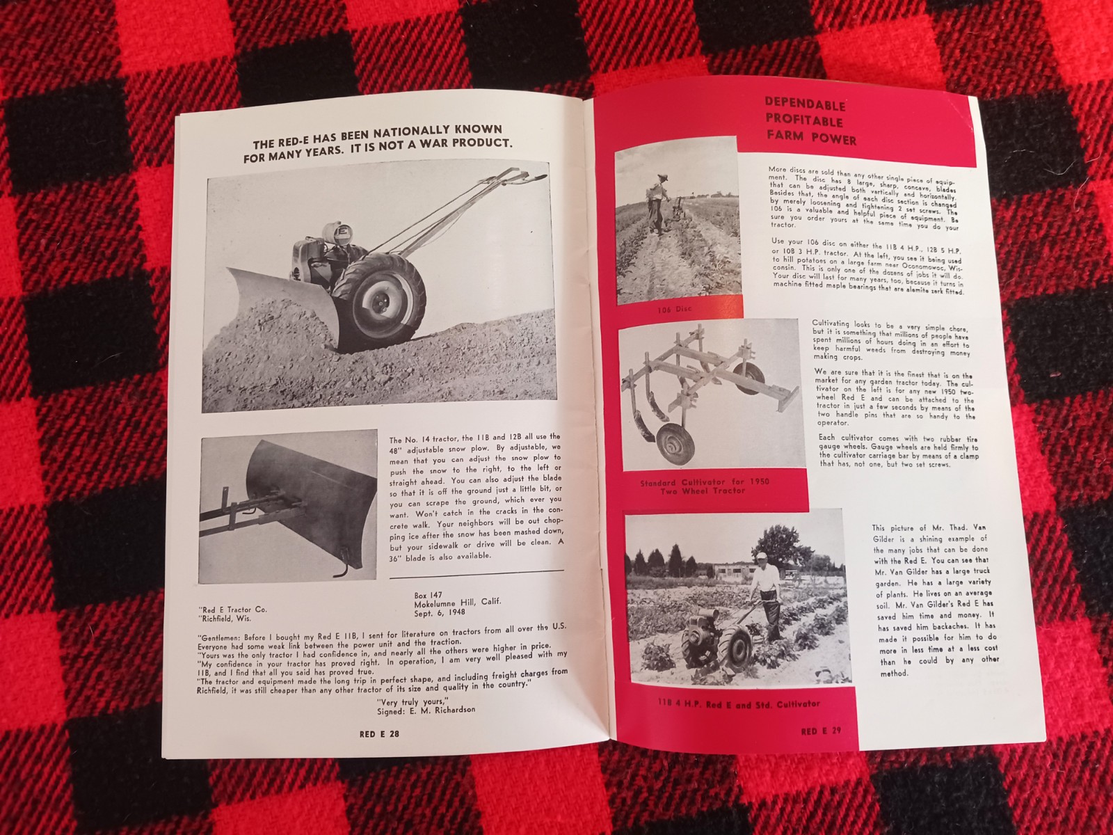 1951 Red-E Garden Riding Tractor Catalog Farm Cultivator Page Brochure