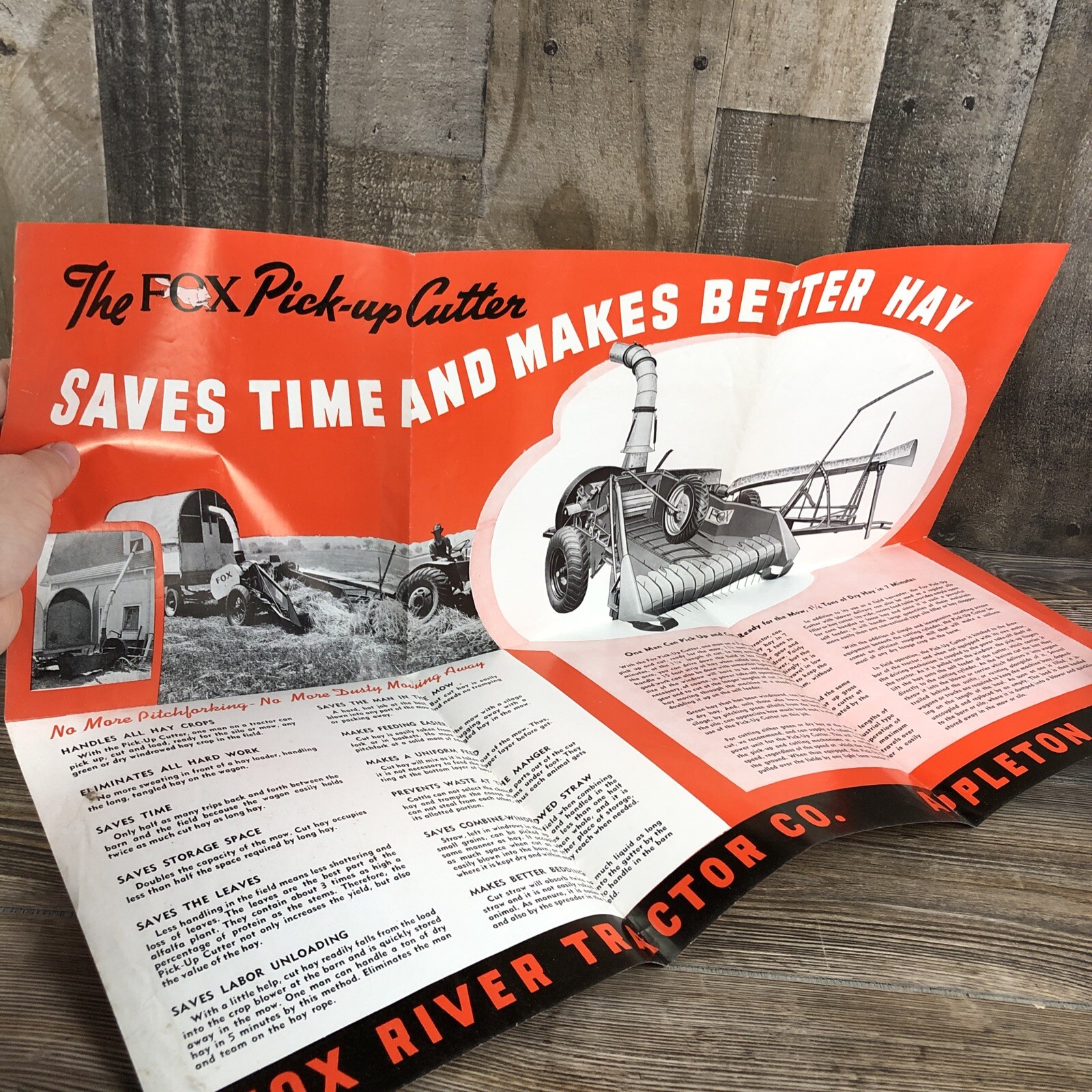 Rare Fox River Tractor Co. Pick-Up Cutters Farming Brochure Pamphlet Appleton WI