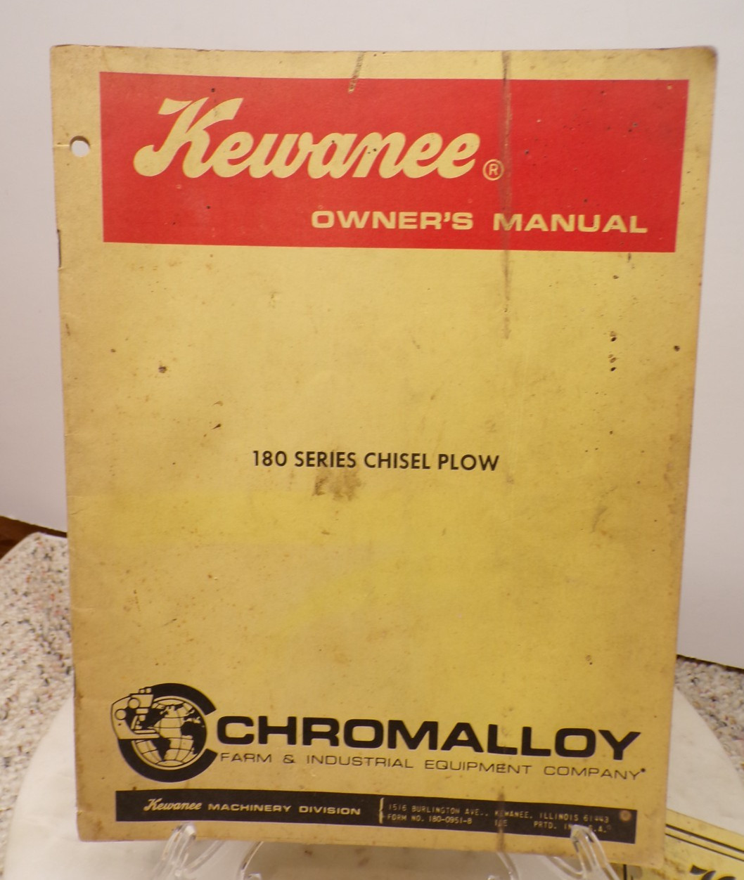 Kewanee Owners Manual 180 Series Chisel Plow & Anhydrous Ammonia Att. Illinois