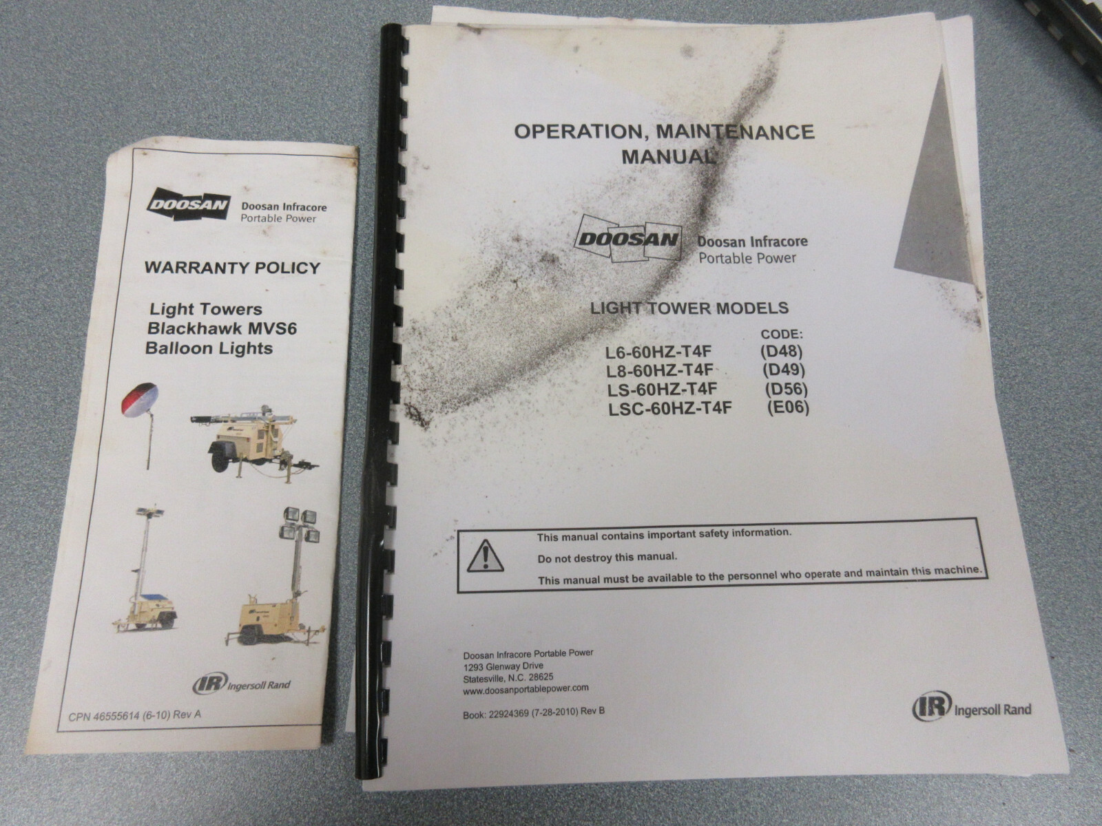 Doosan Light Tower Manual Set