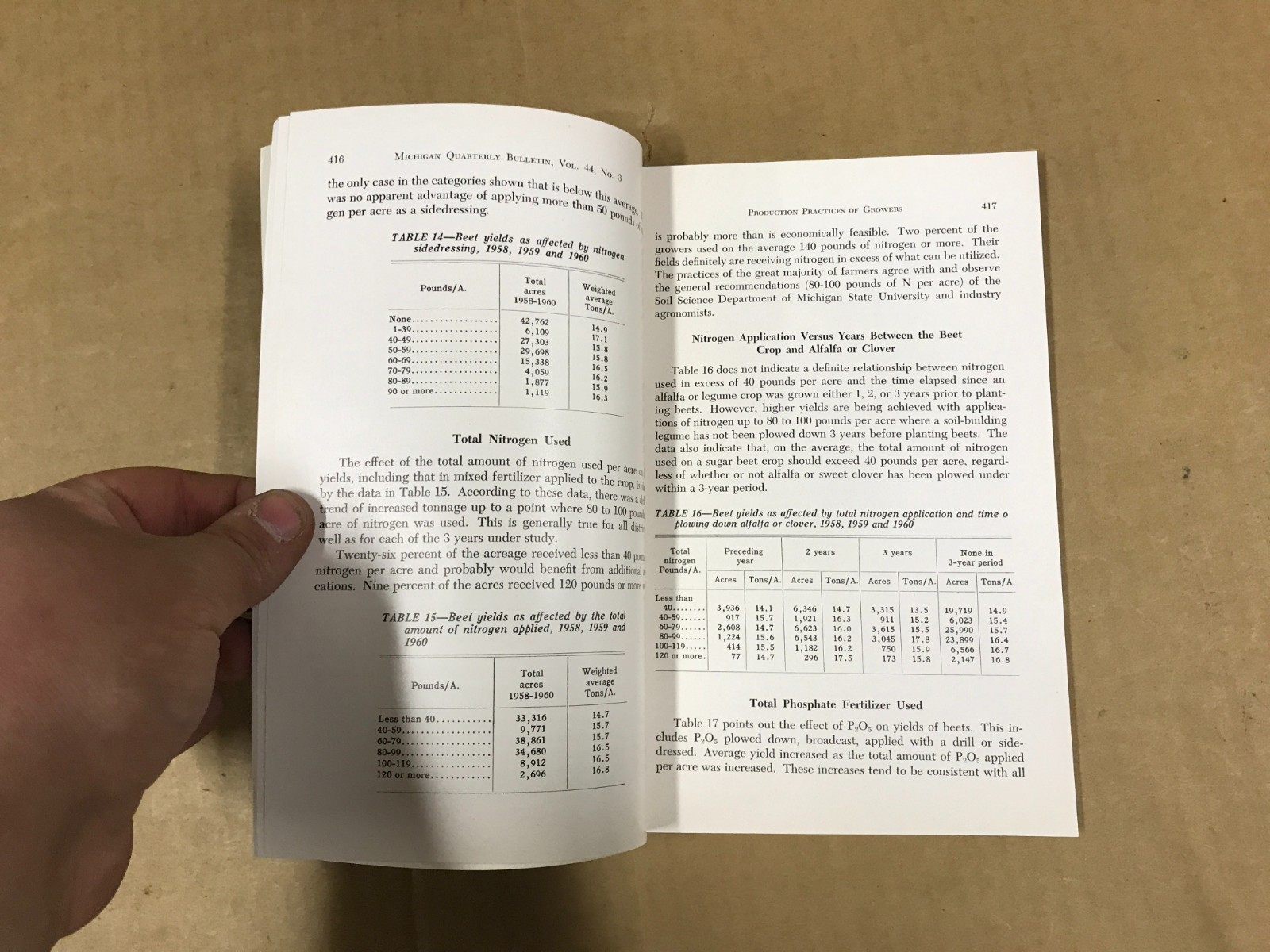 VTG Michigan State Agriculture Quarterly Bulletin – Vol. 44 No.3 – February 1962