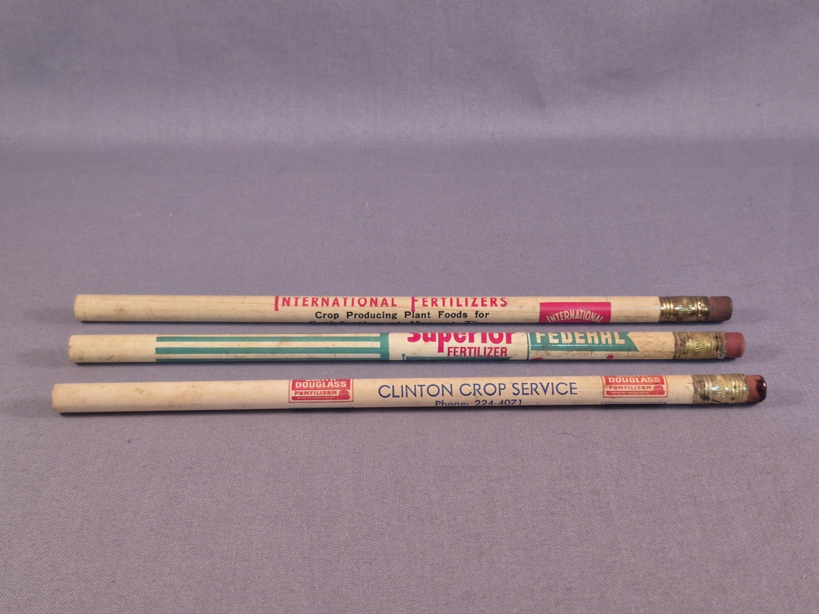 Vintage Pencil Lot of 3 Fertilizer Crop Service Michigan New York Advertisement