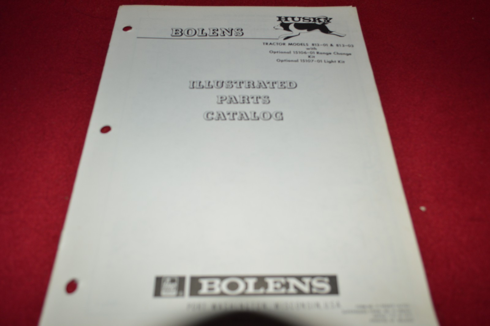 Bolens Husky Tractor Models 813-01 813-03 Dealer&rsquo;s Parts Book Manual CHPA