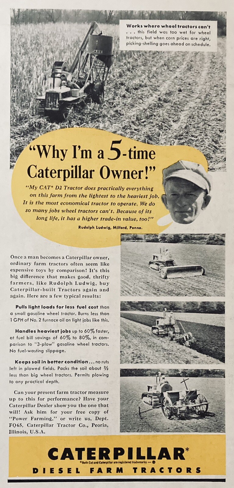 1955 AD.(XH47)~CATERPILLAR TRACTOR CO. PEORIA, ILL. CAT D2 DIESEL TRACTOR
