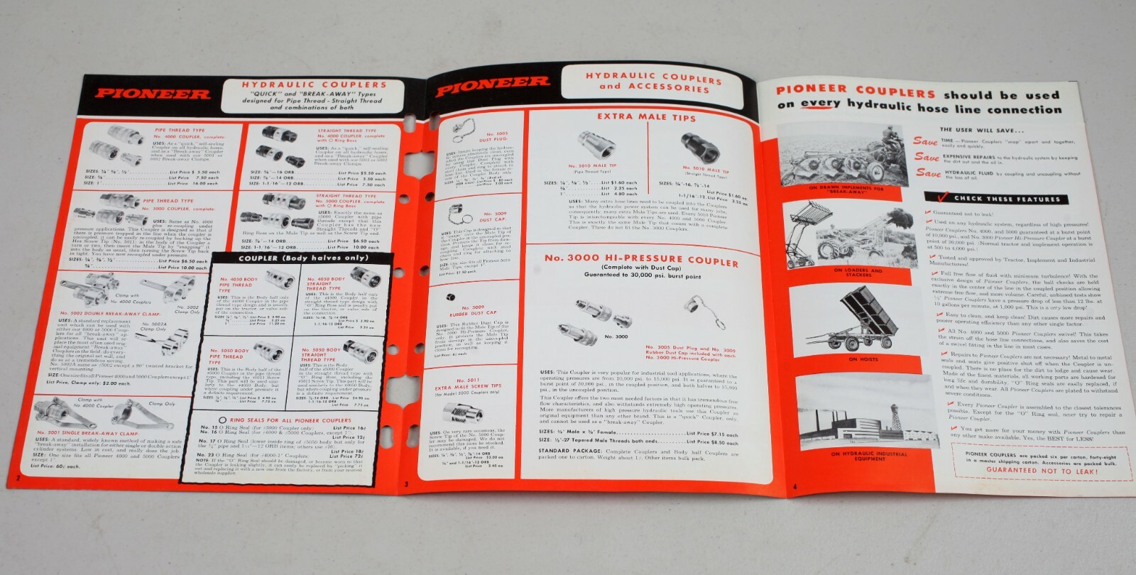 Vintage Pioneer Self Sealing Hydraulic Couplers Brochure Minneapolis