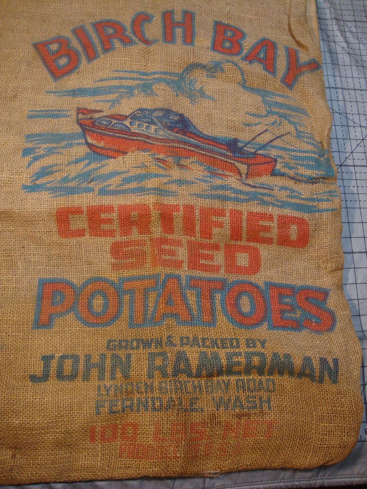 Vintage Potato Sack BIRCH BAY – grown by JOHN RAMERMAN-