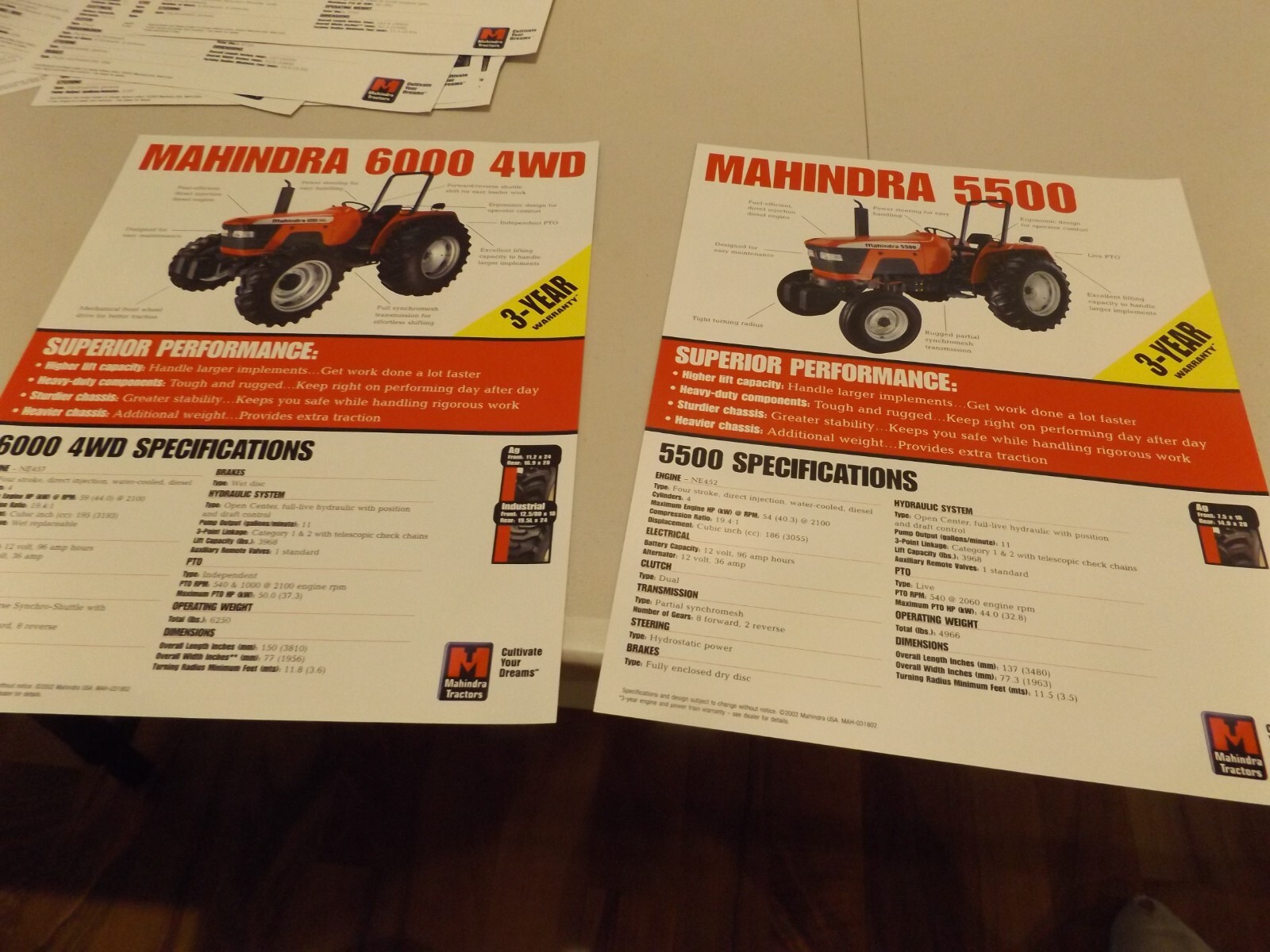 14-pc. MAHINDRA SERIES TRACTORS, 2002