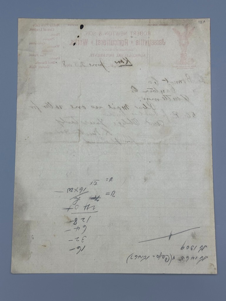 1898 JERSEYVILLE AGRICULTURAL WORKS Moline Plow Illinois FARM Advertising Letter