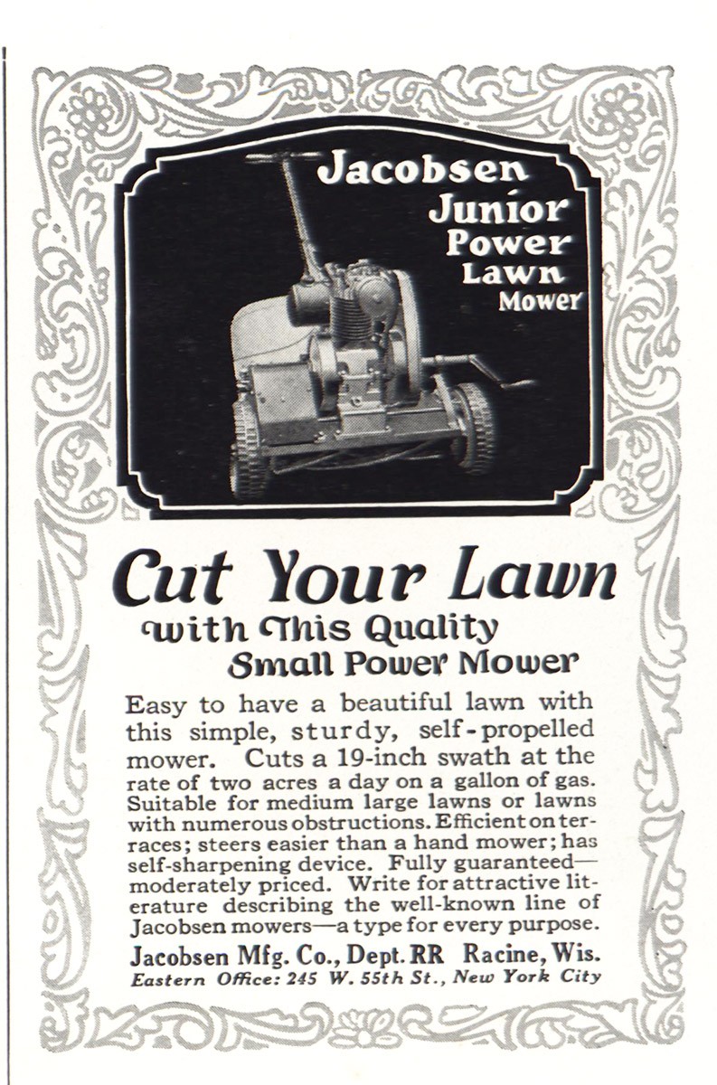 1927 Jacobsen Mowers: Cut Your Lawn Vintage Print Ad