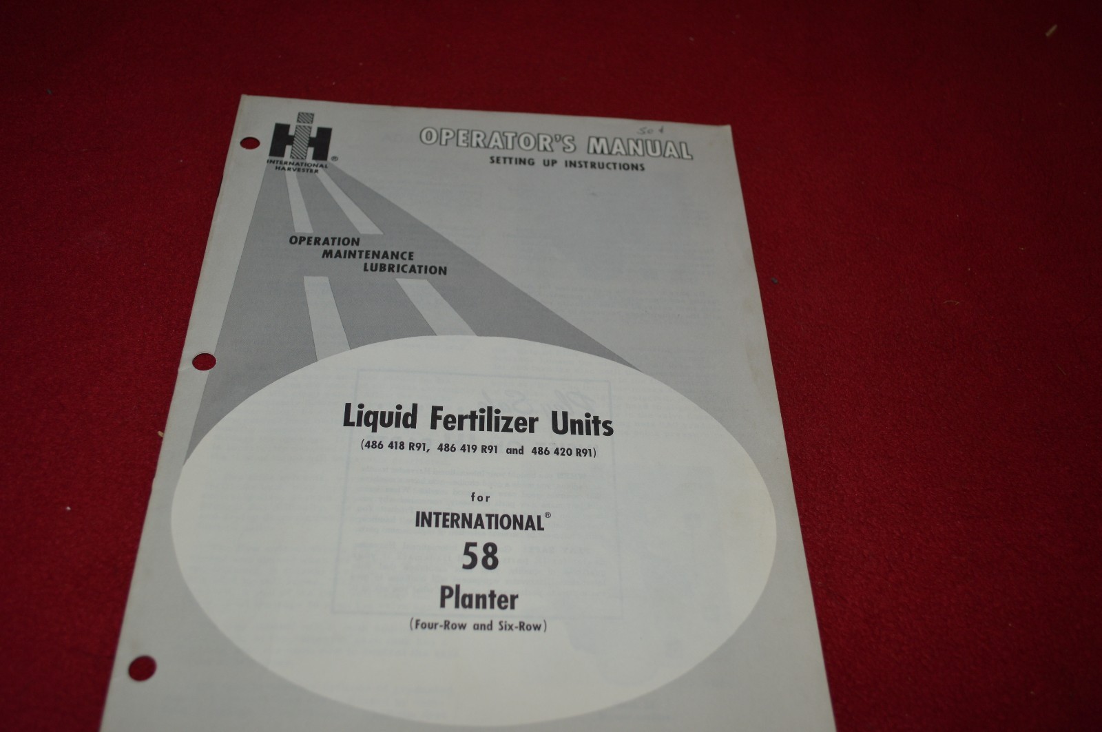 International Harvester Liquid Fertilizer For 58 Planter Operator Manual GDSD