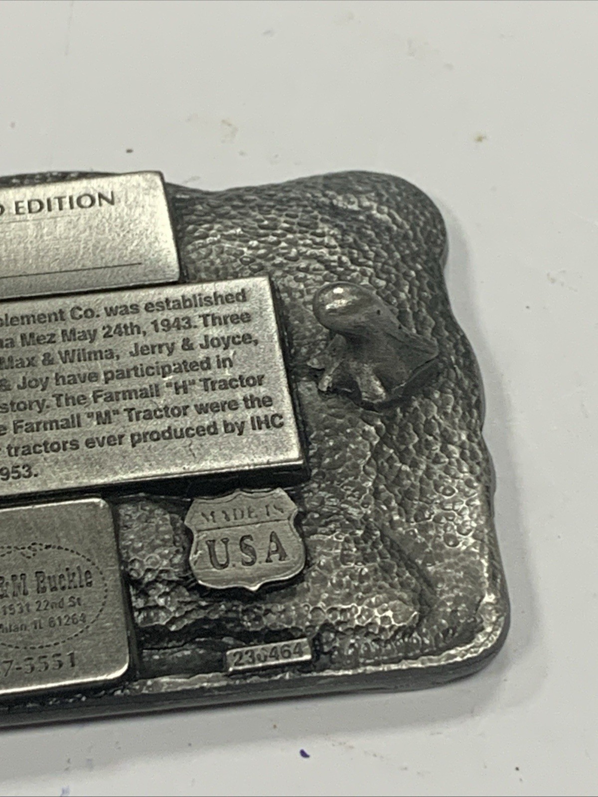 AVOCA IMPLEMENT CO., INC Avoca, IA 60th Anniversary Belt Buckle New Unused