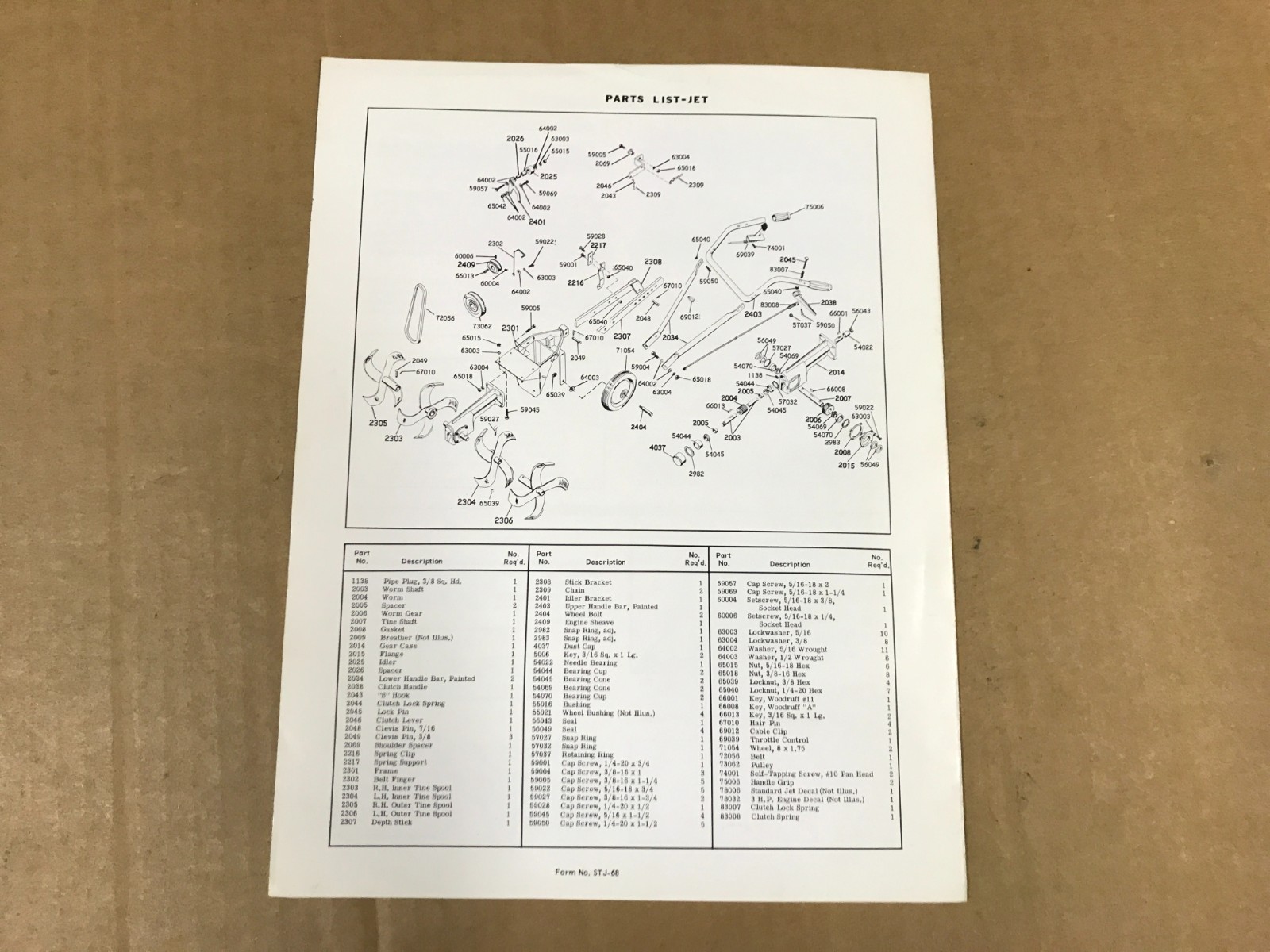 Vintage Ariens Jet Rotary Tiller Operating Instructions & Parts List Manual,2990