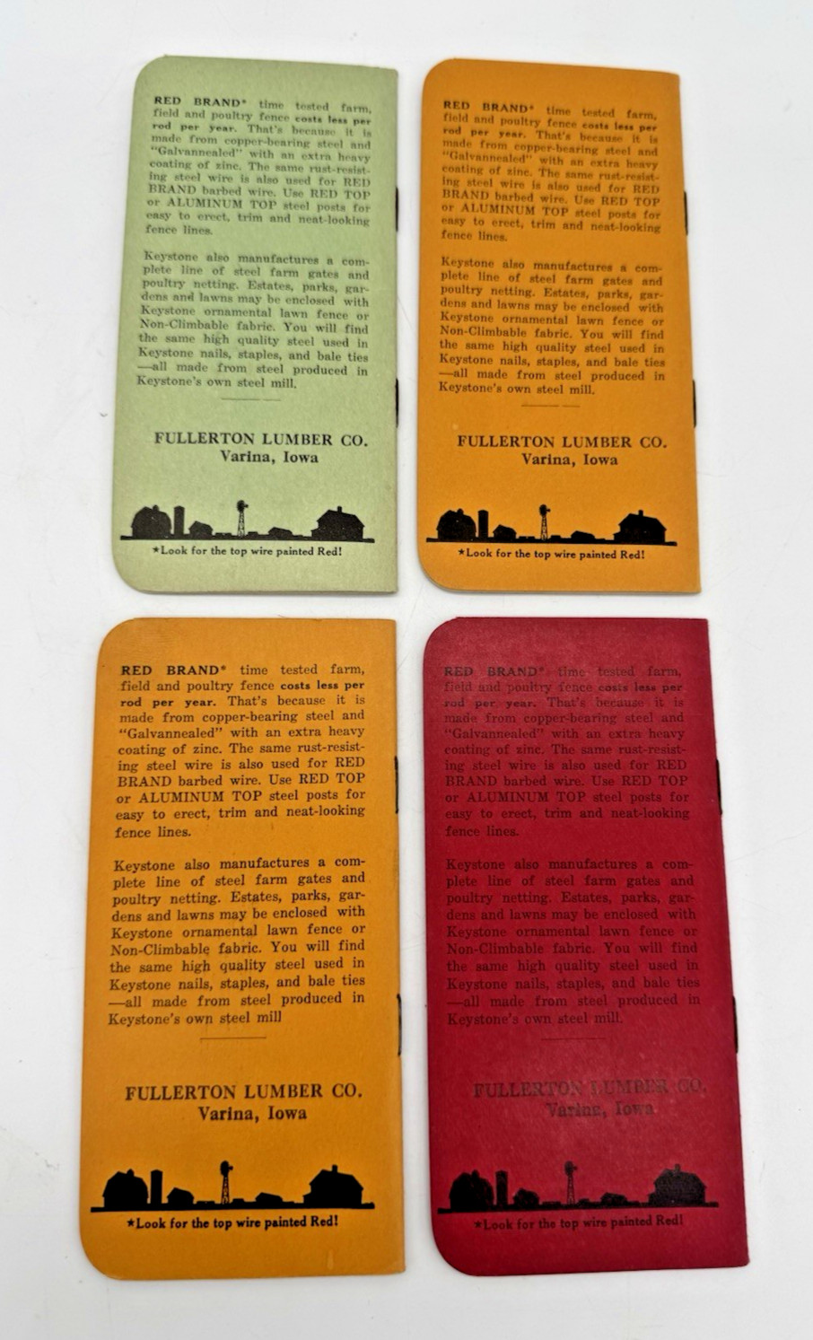 Vintage Red Brand Fence Keystone Steel Wire Notepad Lot 1930s Advertising