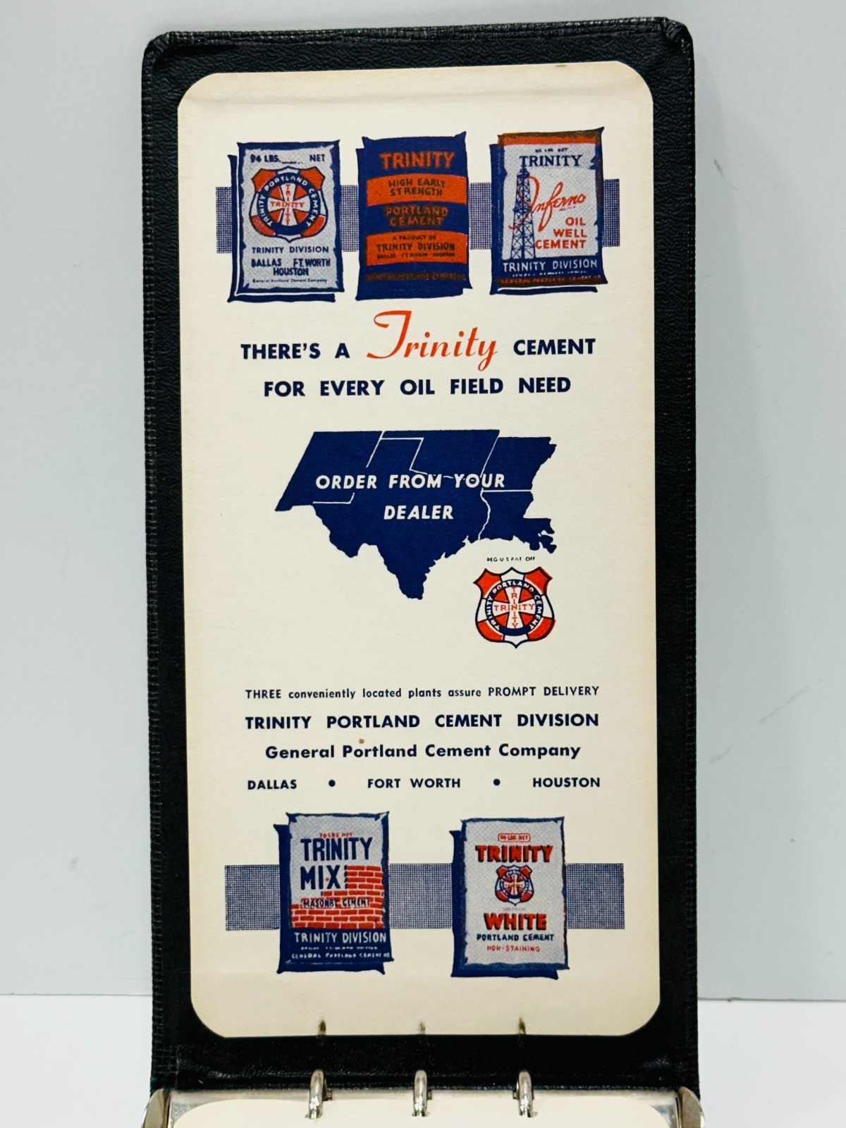 Vtg 1955 Trinity Portland Cement booklet with mixtures and formulas Dallas, Tx