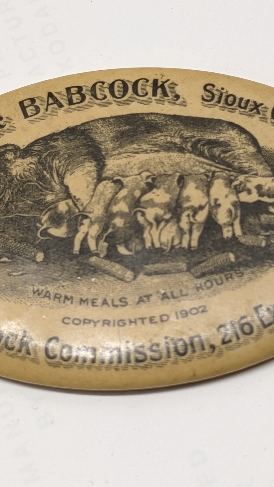 1902 Live Stock Celluloid Advertising Pocket Mirror Sioux City Omaha Chicago